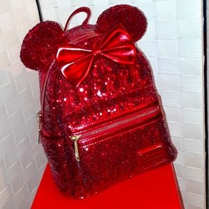Disney Parks Minnie Sequined Red Backpack